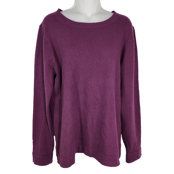 J Crew Sweater Womens Large Teddie Crewneck Cotton Wool Blend Purple Classic - Picture 1 of 9